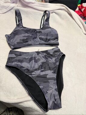 Gray Camo Two-Piece Bikini Set